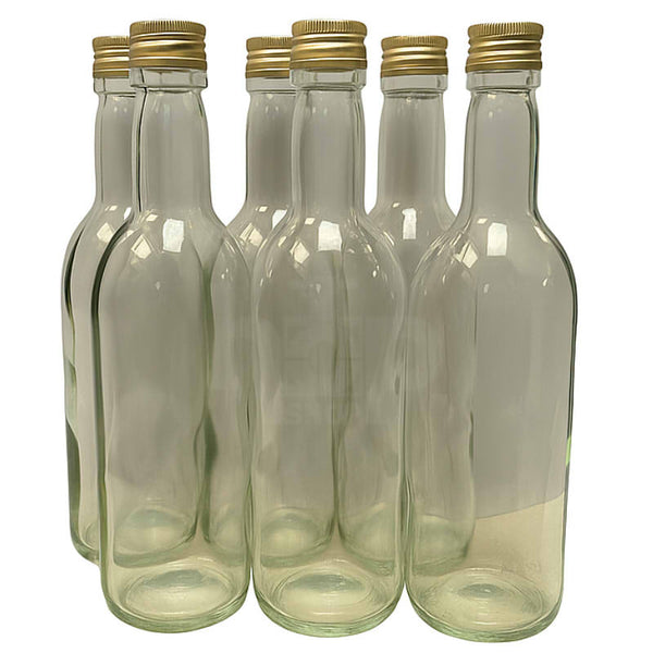 Glass Bottles 187ml - 6 Pack with Screw Caps