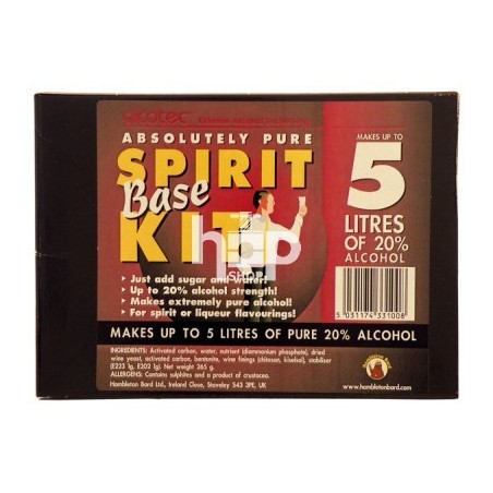 Alcotec Spirit Base Kit for 5 Litres, used to create base alcohol with up to 20% ABV. Alcotec Spirit Base Kit for 5 Litres, used to create base alcohol with up to 20% ABV.