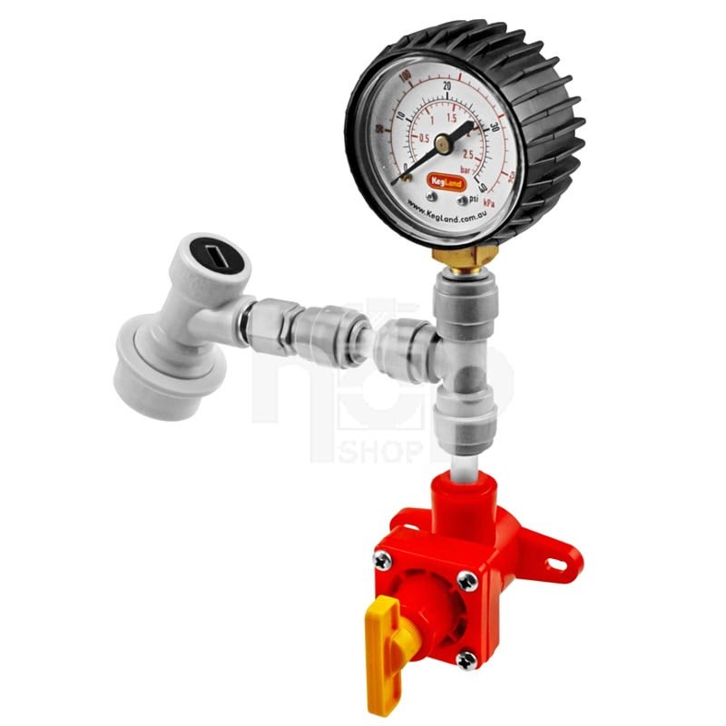 Blowtie Spunding Valve with push in Pressure gauge (0-40PSI)