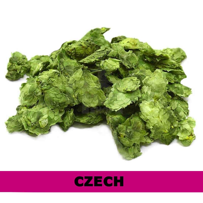 Whole leaf Saaz hops. Pale green cones with soft herbal aroma, used in Czech Pilsner and other continental lagers.