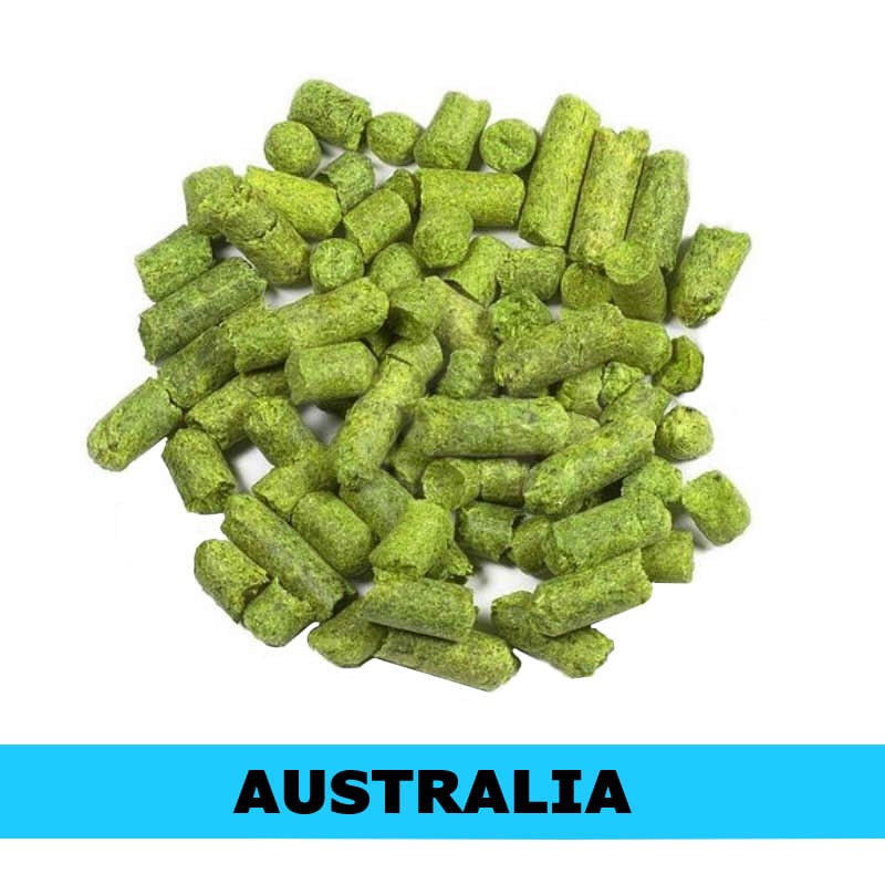 Galaxy hop pellets – Australian aroma hops with passionfruit, peach, and citrus notes, ideal for IPAs and NEIPAs