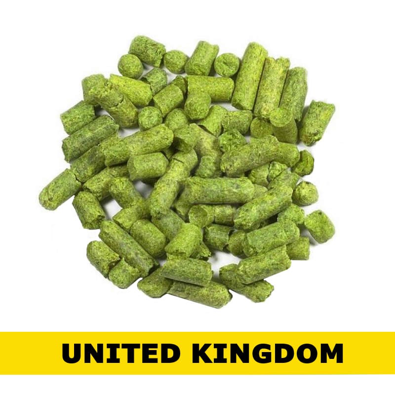 Bramling Cross hop pellets – British dual-purpose hops with blackcurrant, spice, and citrus notes, ideal for Bitters and Stouts.