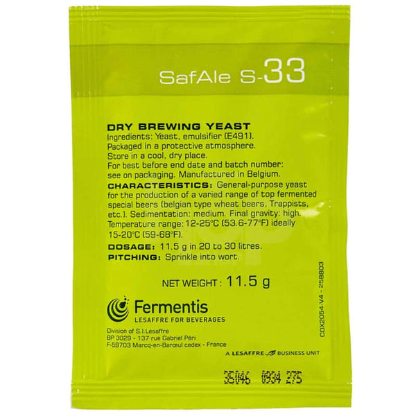 SafAle S-33 Ale Dry Yeast 11.5g