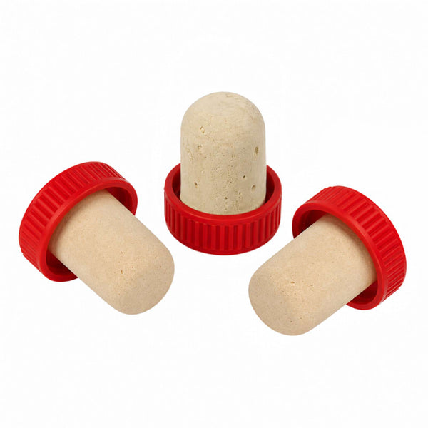 Plastic Top Red Flanged Corks - Pack 30