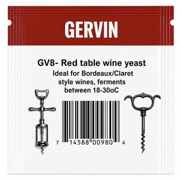 Gervin GV8 - Red Table Wine Yeast (Bordeaux, Red Grapes)