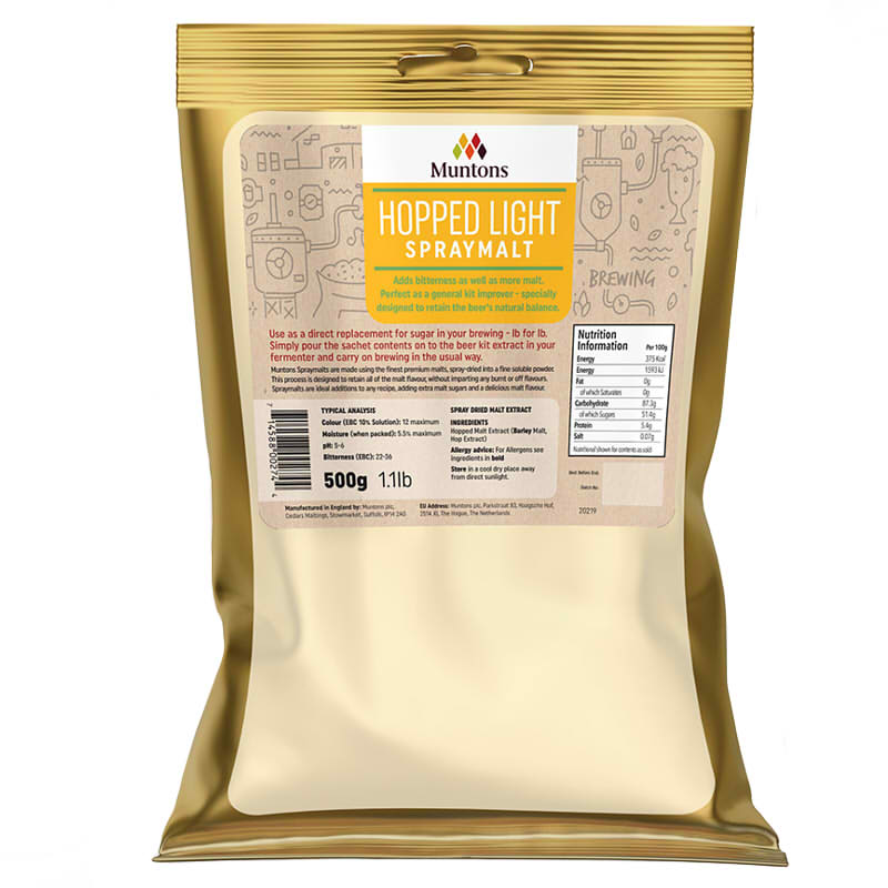Muntons Hopped Light Spraymalt – Dried Malt Extract 500g