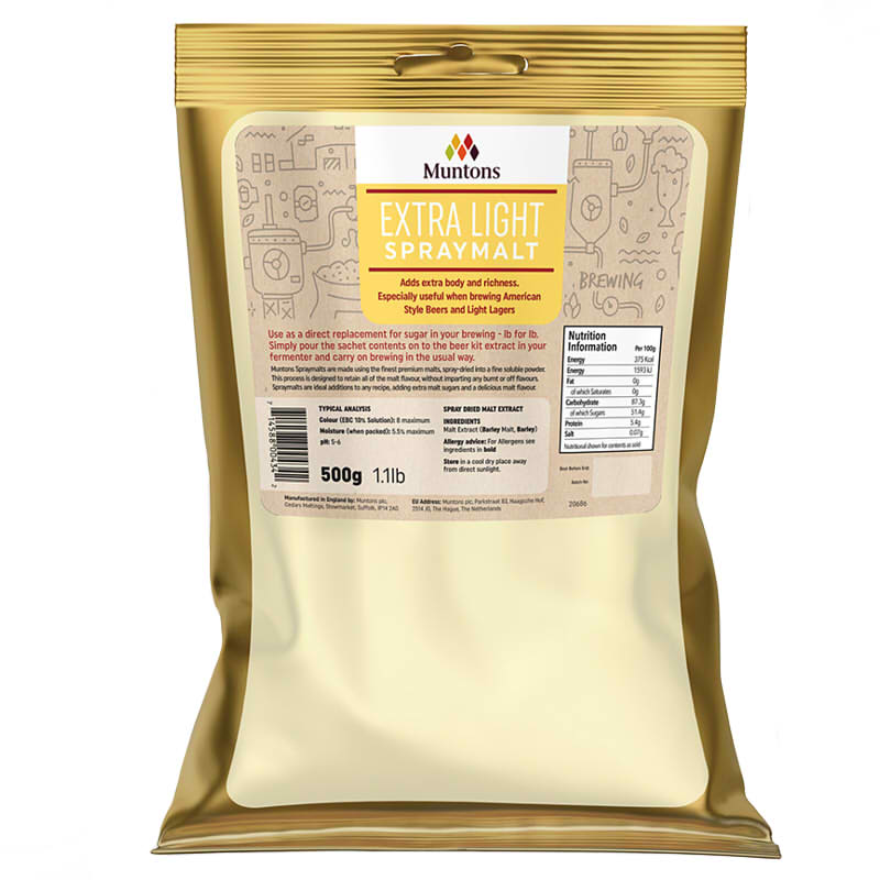 Muntons Extra Light Spraymalt – Dried Malt Extract 500g